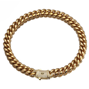 Vente en gros Collier à chaîne cubaine 6-14mm glacé pour hommes Bijoux à chaîne cubaine de luxe en acier inoxydable 316L plaqué or 14 ct 18 ct - Product Image 3
