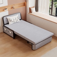Sofá Cama Convertible de Tela Gris con Bolsillos Laterales de Almacenamiento, Plegable, Minimalista, con Dos Almohadas, para Espacios Pequeños, Muebles de Sala de Estar