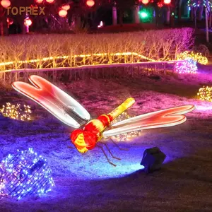 Outdoor Theme Park Dynamic Dragonfly Decor IP65 Waterproof 3D Motif Lights LED Emitting White Light Christmas Halloween Easter