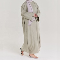 Abaya personnalisée avec broderie de logo, grande taille, sans couture, antistatique, en tissu lin et coton, manches chauve-souris, kimono pour femmes musulmanes, Dubaï