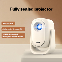 Veacine B15 Beige Mini projecteur portable entièrement scellé Android 12 Auto Focus 230 ANSI Lumens Home Cinéma Projecteur LED