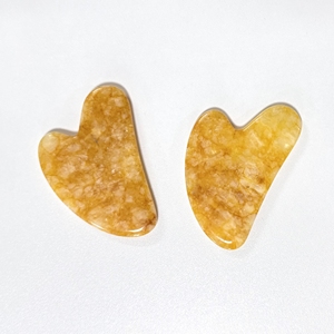 Jade Gua Sha planche à gratter le visage topaze naturelle Guasha pierre beauté masseur en gros Gua Sha visage outil jaune fleur gomme - Product Image 3