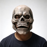 En gros, Ensemble de masques en latex Crâne vieilli, avec mâchoire articulée, couvre-tête intégral texturé osseux, pour Halloween, cosplay et fête