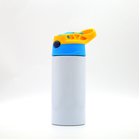 Bouteille d'eau pour enfants 12oz, 30 pièces/carton, en acier inoxydable, avec couvercles colorés et système de bouchon à clapet, expédition rapide depuis l'entrepôt américain.