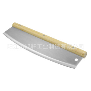 Cortador de Pizza de Media Luna de Acero Inoxidable de 14 Pulgadas con Mango de Madera, Herramienta para Hornear, Hecho en Yangjiang - Product Image 1