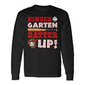 T-shirt à manches longues pour garçons, motif baseball, pour la rentrée scolaire, Kindergarten Batter Up - Product Image 1