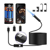 Sert Esnek Tip-C Endoskop Kamera Uzunluğu 1-5m Su Geçirmez 8mm 8LED Işıklar Muayene Borescope Otomotiv Tamir Tesisatı