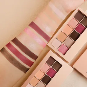 裸色自然阴影眼影粉色盒自有品牌化妆品哑光微光眼影调色板