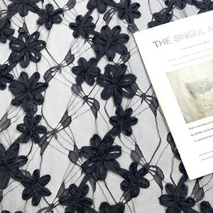 Encaje Chantilly de malla transparente con bordado floral elegante negro nigeriano para accesorios Aso Ebi y <span class=keywords><strong>ropa</strong></span> interior - Product Image 1