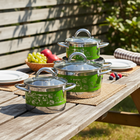 Vente flash : Ensemble de 6 ustensiles de cuisine en acier inoxydable, casseroles et poêles en métal, fond composite, poignées, casseroles, compatible induction, lave-vaisselle