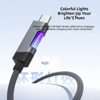 Câble USB-A vers Type-C tressé en nylon avec LED RGB, 1 mètre, 100W, charge rapide, pour appareil photo et écouteurs - Vente en gros