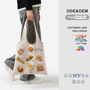 Sac fourre-tout en <span class=keywords><strong>toile</strong></span> de haute qualité sac de t-shirt doux et solide avec logo imprimé sac à provisions à bas prix en gros - Product Image 4