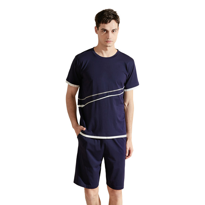 Modal Cotton Knit Men'S Short-Sleeved Sleep Wear Sets Can Be Worn Night Sleep Wear Men Outside Pajamas Home Service Pajamas Suit