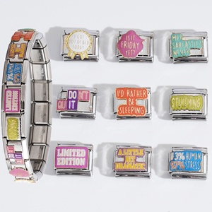 สร้อยข้อมือสแตนเลสสตีลสไตล์อิตาลีประดับจี้คำภาษาอิตาลีสุดเก๋ - Product Image 2