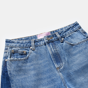 <span class=keywords><strong>Jean</strong></span> large <span class=keywords><strong>bicolore</strong></span> <span class=keywords><strong>taille</strong></span> <span class=keywords><strong>haute</strong></span> pour femme avec empiècements contrastants sur les côtés, en denim, OEM, marque privée 58073 - Product Image 3