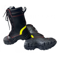 Botas de Bombero de Cuero Ayonsafety con Franja Reflectante, Puntera de Plástico Duro, Botas de Seguridad Antiabrasión para Hombre, Impermeables