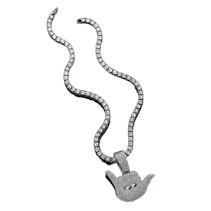 RQ Hip Hop joyería Iced Out 5MM tenis cadena Punk aleación y Bling Rhinestone Gesticulate colgante collar - Product Image 1
