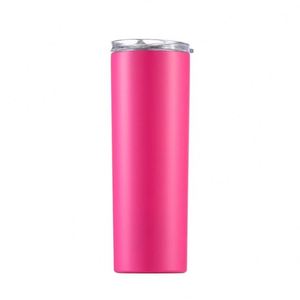 Gobelet isotherme droit et fin de 20 oz en acier inoxydable blanc vierge pour sublimation avec couvercle et paille - Product Image 5