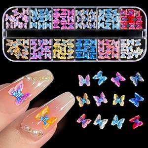 12Girds Aurora Papillon Ruban Arc 3D Nail Art Charmes Kawaii Bijoux DIY Résine Coréen <span class=keywords><strong>Manucure</strong></span> Arc Partie Nail Décorations - Product Image 1
