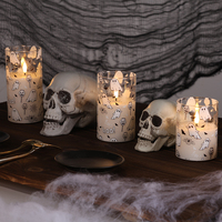 Ensemble de 3 bougies LED à flamme réelle en cire de paraffine personnalisable Matti's 3D, décoration d'intérieur, Halloween, fonctionnement à piles, bougie LED en verre