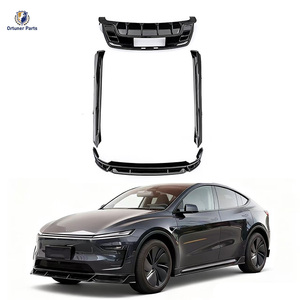 Kit Carrosserie Style <span class=keywords><strong>C</strong></span> pour <span class=keywords><strong>Tesla</strong></span> <span class=keywords><strong>Model</strong></span> Y 2025 et plus – Pièces Auto en ABS Noir Brillant : Lame de Pare-chocs Avant, Jupes Latérales, Diffuseur Arrière, Sortie d'Échappement à Visser - Product Image 1