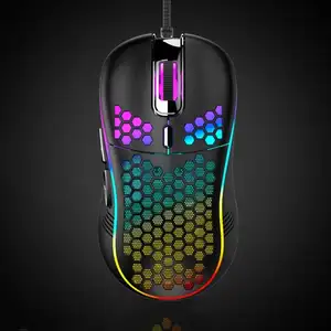 Venta caliente Honeycomb RGB Gamer Mouse Computadora Alta calidad Ligero Ergonomía Wired Glowing LED Gaming Mouse