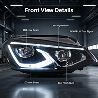 Phare LED DRL double U pour VW Golf 7 MK7 2014-2017, clignotant séquentiel, projecteur avant, mise à niveau pour modèles halogènes