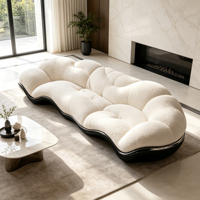 Canapé en forme de vague de style italien, base en FRP noir brillant, tissu courbé, canapé sectionnel pour résidence haut de gamme