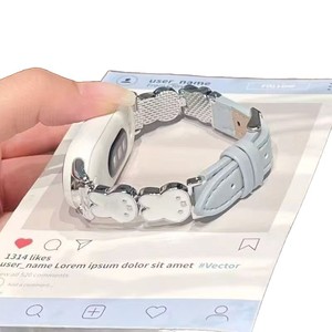 Correa de Cuero y Metal con Diseño de Conejo para <span class=keywords><strong>Xiaomi</strong></span> Band 10 / 9 / 8, Correa de Lujo con NFC - Product Image 5