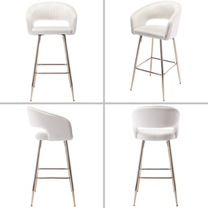 Luxe haut dossier Pub Island salle à manger <span class=keywords><strong>pivotant</strong></span> velours or Repose-pieds mariage maison chaises de bar tabourets pour comptoir de cuisine avec pieds en or - Product Image 4