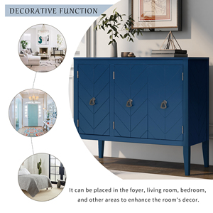 Adjustable <b>Shelf</b> Storage Sideboard with 3 Retro Metal Handles and 4 Pinewood Legs for Entryway Living Room Study - Product Image 4