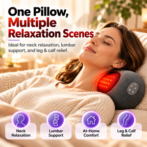 Coussin de massage à lumière rouge, chauffage sans fil, compression d'air, ergonomique, pour la relaxation à domicile - Product Image 5