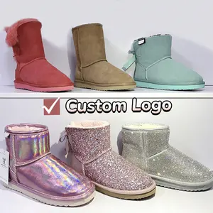 Botas de inverno para neve, botas clássicas genuínas australianas de pele de carneiro e panturrilha, quente para áreas externas