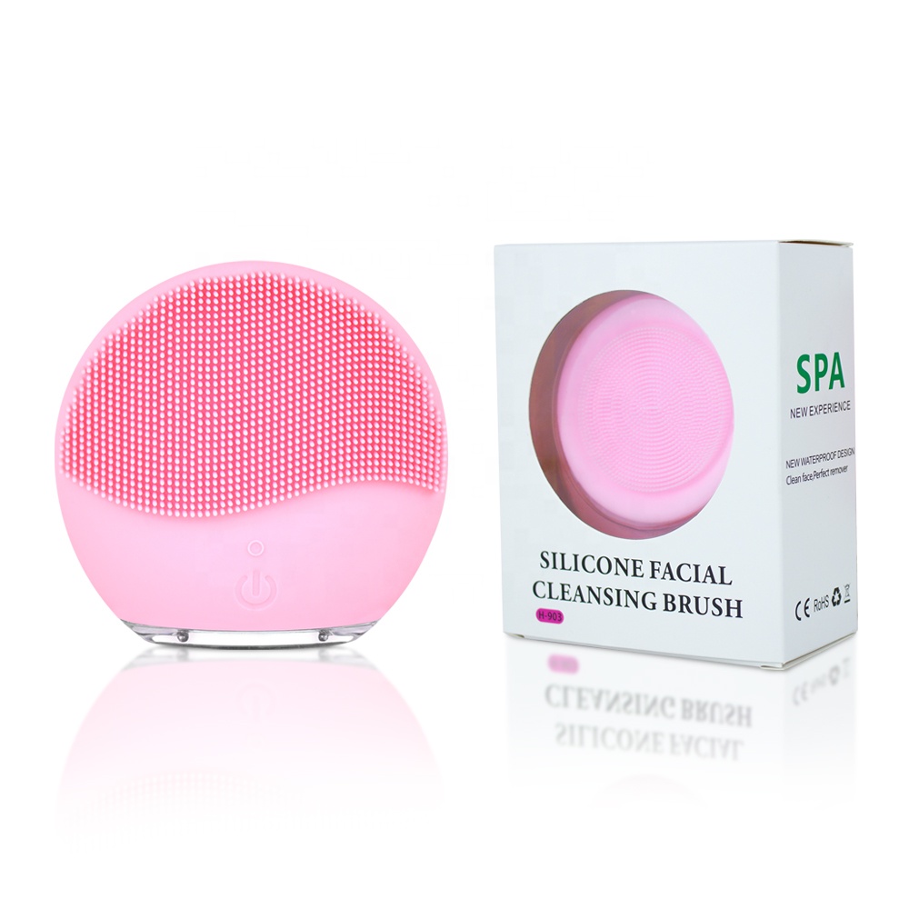 Limpiador y masajeador facial eléctrico ultrasónico, cepillo de limpieza Facial de silicona sónica resistente al agua, equipo de belleza Facial 3 en 1