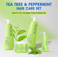 Set de Cuidado Capilar Orgánico de Marca Blanca para Cabello Graso con Menta Refrescante, Calmante para el Cuero Cabelludo, Anticaspa, Antifrizz, Aceite de Árbol de Té y Ácido Salicílico