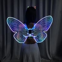 Ailes d'ange lumineuses LED colorées pour enfants et adultes, défilé de mode, acrylique avec piles incluses