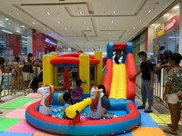 Château gonflable d'extérieur NBINFLATABLE avec toboggan et piscine pour enfants