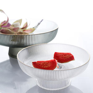 Plato de aperitivos de cristal para el hogar de estilo europeo japonés, plato de postre de fruta de pie alto para técnica de esmalte de Color de té para sala de estar - Product Image 2