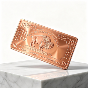 Barre de cuivre de dix onces à motif buffle américain, pièce commémorative en métal gaufré pour la présentation - Product Image 1