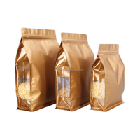 250g 500g 1kg vente en gros mat imprimé fermeture à glissière feuille d'aluminium pochette à fond plat sac d'emballage alimentaire avec fenêtre latérale