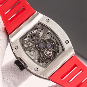 Montre de luxe haut de gamme pour homme, édition squelette argentée, sertie de diamants sur mesure, bracelet en caoutchouc, collection de qualité supérieure, idéale comme cadeau - Product Image 5