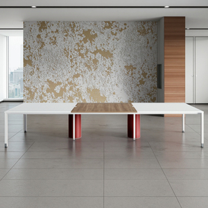 大型モダン会議テーブル、デュアル電源コンセント、ミッドラインケーブルトレイ、調整可能な脚付き、オフィス会議用 - Product Image 1