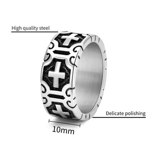 Anillos <span class=keywords><strong>de</strong></span> Cruz Latina Retro <span class=keywords><strong>de</strong></span> Acero Inoxidable Símbolo Cristiano Crux Ordinaria Jesucristo Crucificado Anillos <span class=keywords><strong>de</strong></span> Banda - Product Image 2