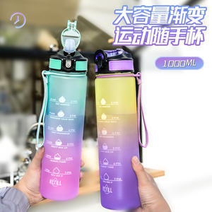 Bouteille d'eau sport Gradient 750 ml avec couvercle à ouverture rapide, gobelet portable en plastique avec paille pour les voyages et l'exercice - Product Image 2