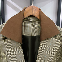 AIMEISI Blazer pour femme Automne/Hiver, style Old Money, à revers double couche, à carreaux vintage, à bouton unique, épaules structurées