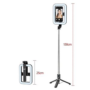 Takenoken <span class=keywords><strong>Trépied</strong></span> à selfie pliable à rotation à 360 degrés avec lumière LED de remplissage de 8 pouces Télécommande sans fil Accessoires de studio photo en direct - Product Image 2