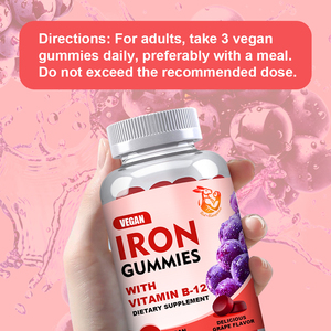 Gummies de fer à marque privée avec zinc, niacine et folate – Complément alimentaire pour adultes – Gummies de fer 18 mg - Product Image 2