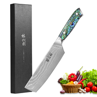 Ensemble de couteaux de chef japonais en acier Damas G10, couteau de cuisine de boucher de 6 pouces avec manche en acier inoxydable, couperet à viande en coquille d'ormeau