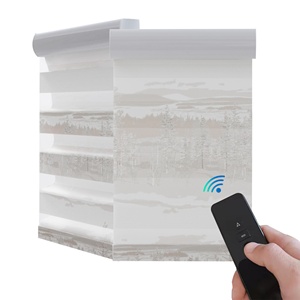 Motorized <strong>Curtain</strong> Triple Sheer Shade Shangrila Print Window Blind <strong>Motor</strong> Roller Blind - Product Image 1