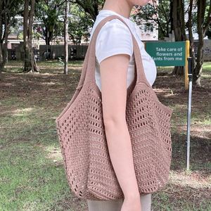 Summer Casual Crochet <b>Shoulder</b> <b>Bag</b> - <b>Large</b>-Capacity Hollow Design for Beach and Vacation - Product Image 6